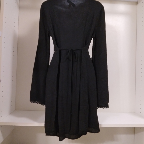 Buttons Black Long Sleeve Dress - Picture 2 of 4